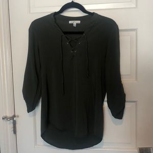 Moa Moa Army Green Lace up Blouse